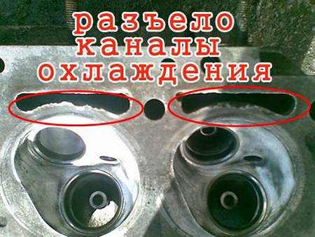 разъеденные каналы охлаждения
