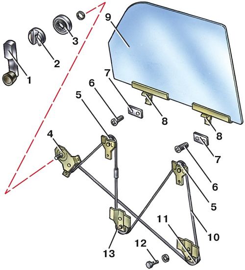 устройство стеклоподъемника боковых стекол